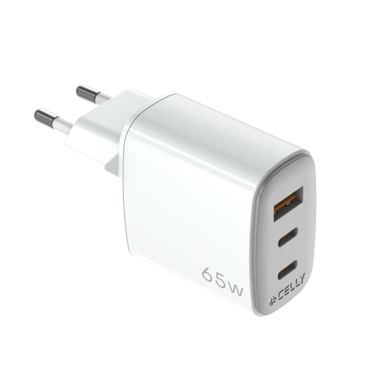 Chargeur mural Celly UPTC1USB2USBC65 Blanc