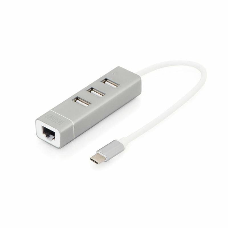 Hub USB Digitus Gris Argenté Aluminium