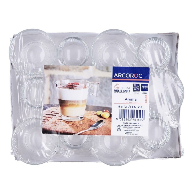 Ensemble de tasses à café Arcoroc Restaurant Blanc verre 12 Unités 80 ml