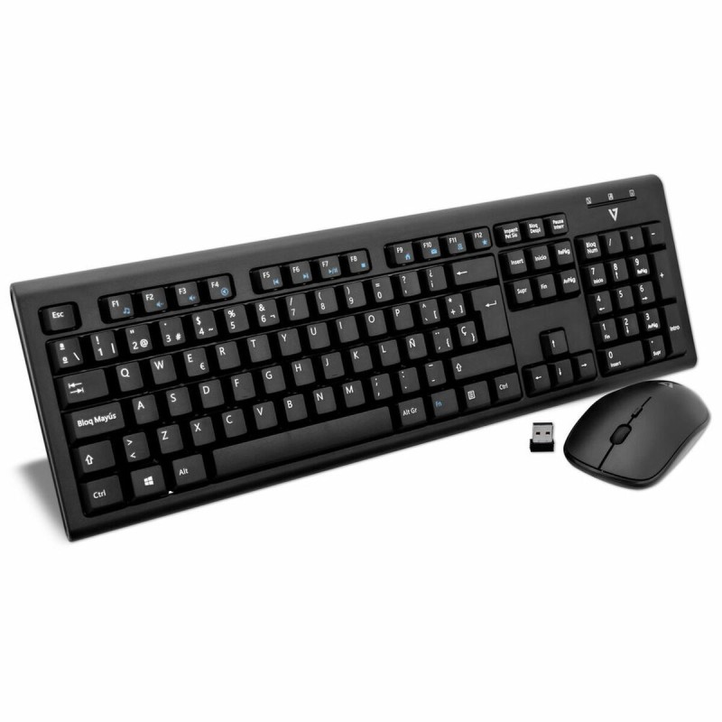 clavier et souris V7 CKW200ES Noir Espagnol Qwerty