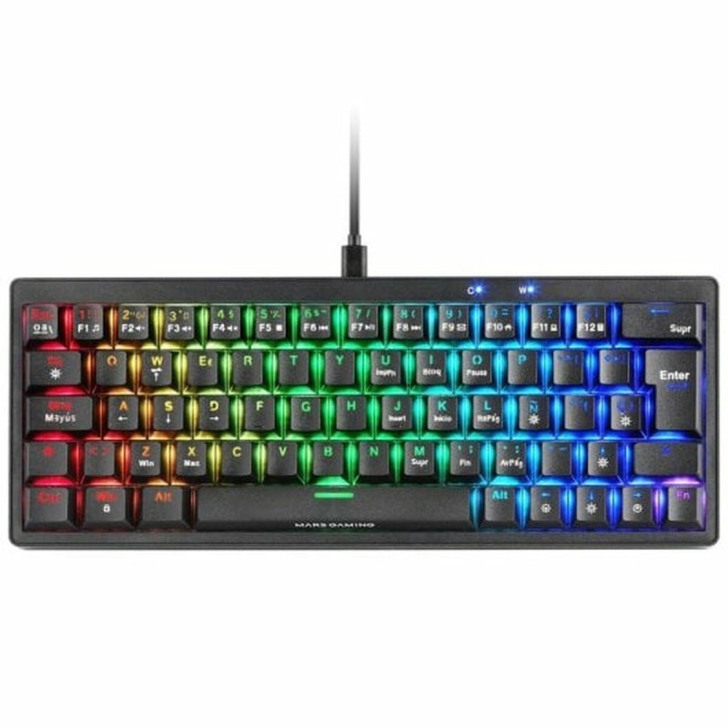 Clavier pour jeu Mars Gaming Noir Espagnol Qwerty