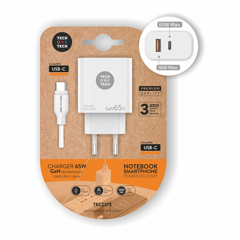 Chargeur Mural + Câble USB-C Tech One Tech