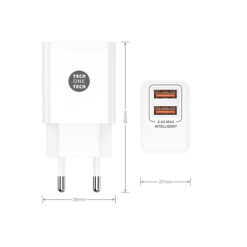 Chargeur mural Tech One Tech TEC2401 Blanc