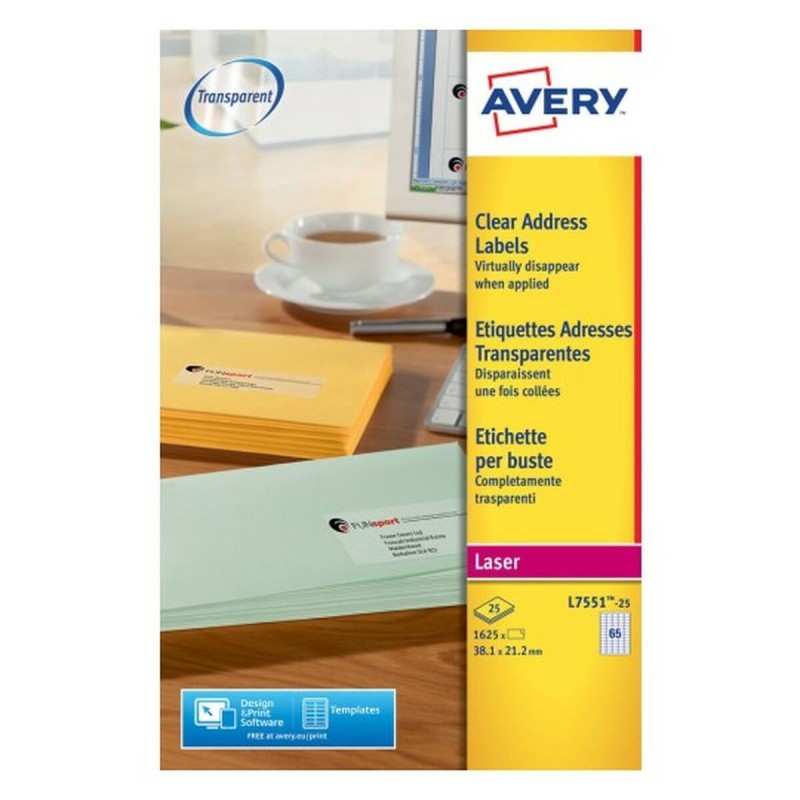 Étiquettes adhésives Avery Transparent 210 x 297 mm 38