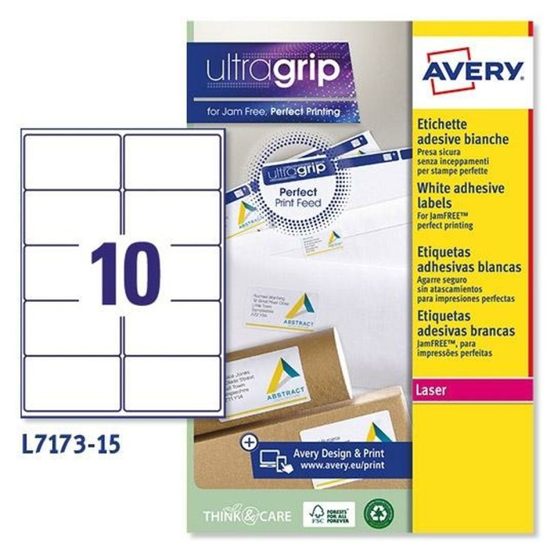 Adhésifs/étiquettes Avery Ultragrip 15 Volets 99