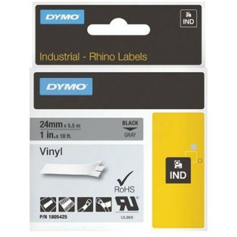 Ruban Laminé pour Etiqueteuses Dymo ID1-12 Blanc Noir 12 mm x 5