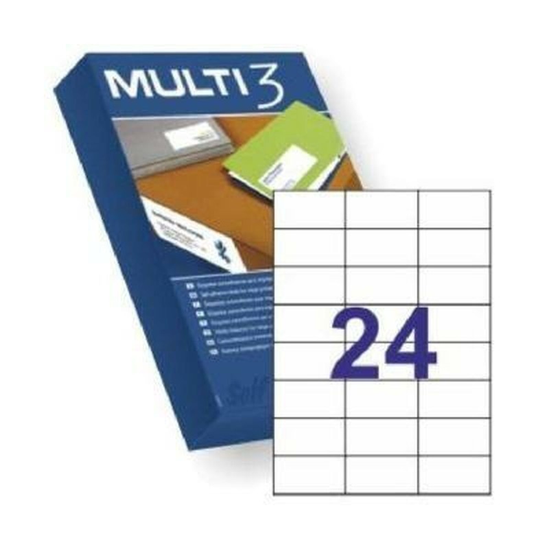 Étiquettes adhésives MULTI 3 Blanc Droit 500 Volets 70 x 37 mm (24 Unités)