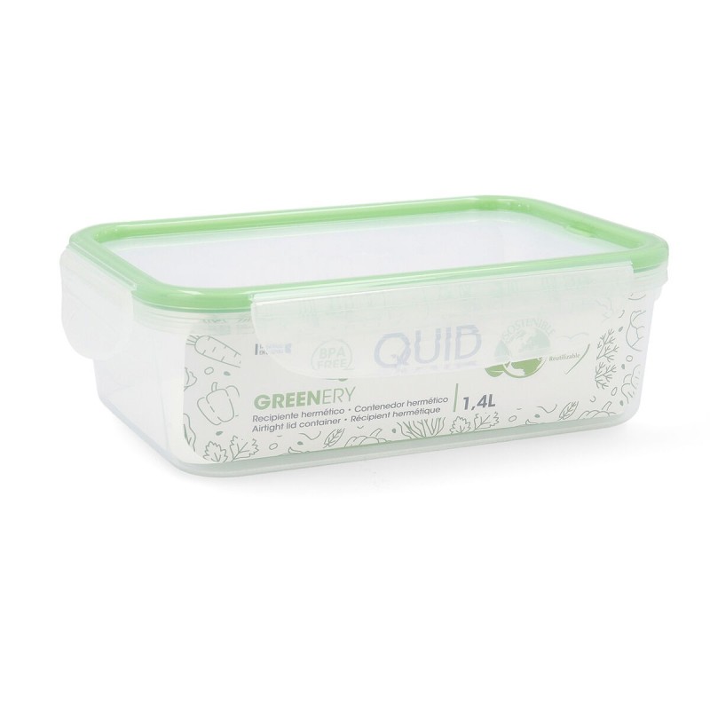 Boîte à lunch Quid Greenery 1,4 L Transparent Plastique (Pack 4x)