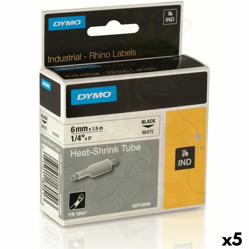 Ruban Laminé pour Etiqueteuses Rhino Dymo ID1-6 Blanc Noir 6 x 1