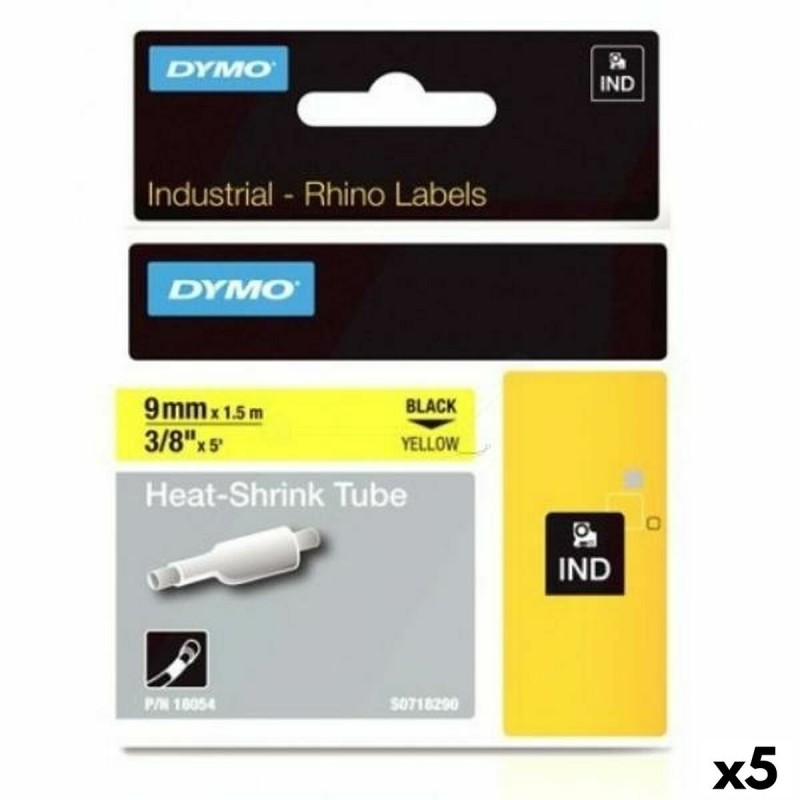 Ruban Laminé pour Etiqueteuses Rhino Dymo ID1-9 Jaune Noir 9 x 1