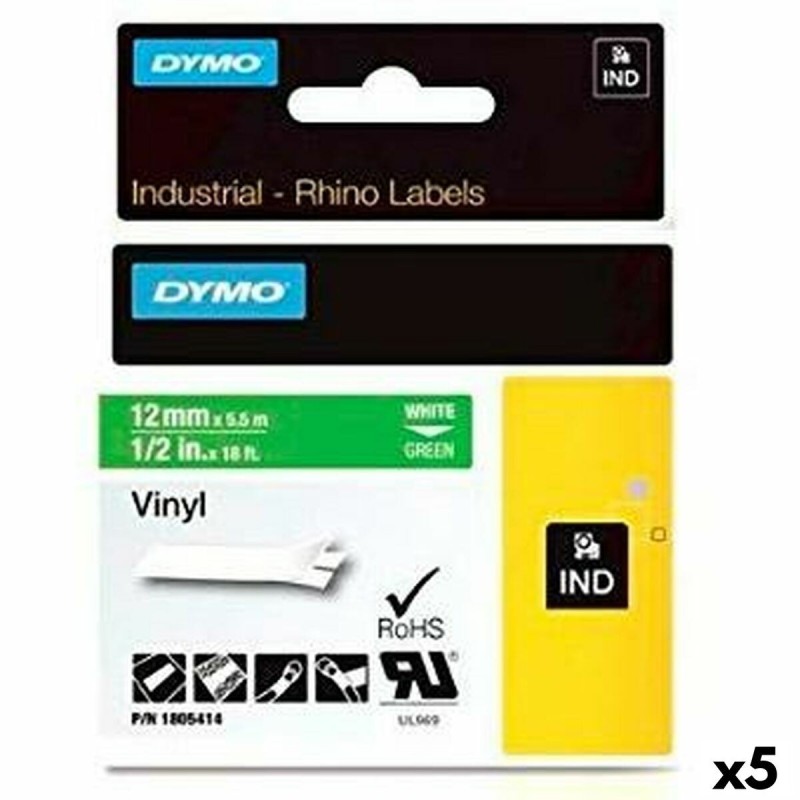 Ruban Laminé pour Etiqueteuses Rhino Dymo ID1-12 12 x 5