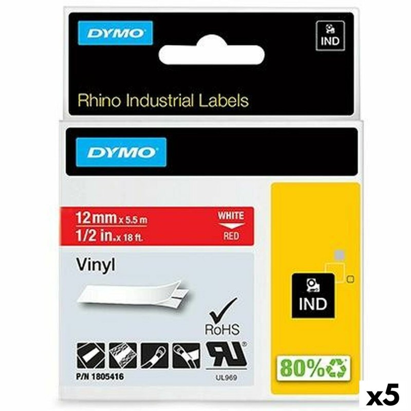 Ruban Laminé pour Etiqueteuses Rhino Dymo ID1-12 12 x 5