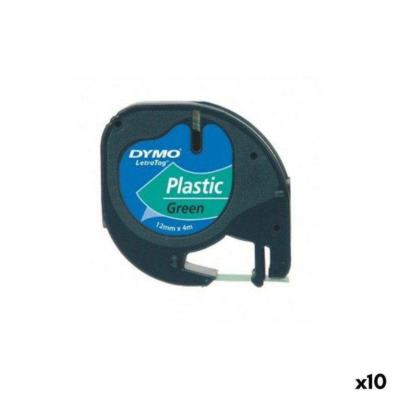 Ruban Laminé pour Etiqueteuses Dymo 91204 12 mm LetraTag® Noir Vert (10 Unités)