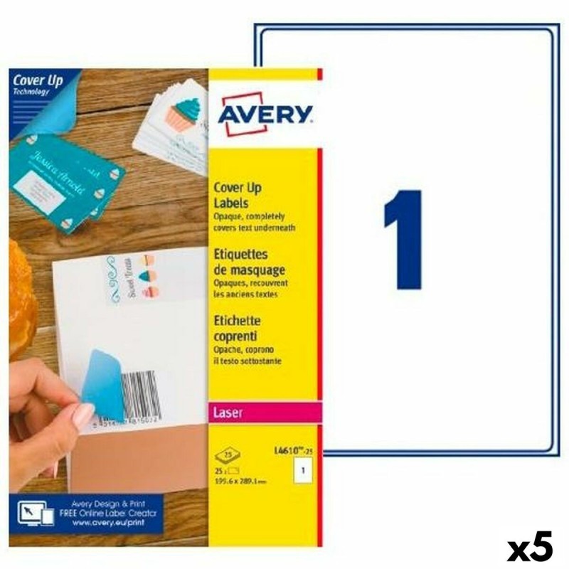 Etiquettes pour Imprimante Avery L4610 Blanc 25 Volets 199