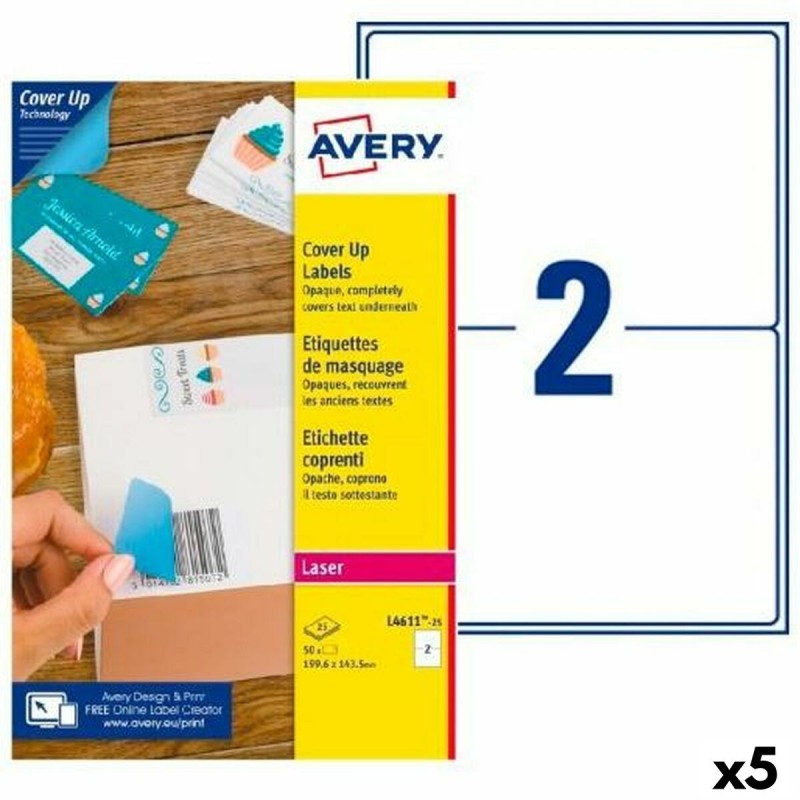 Etiquettes pour Imprimante Avery L4611 Blanc 25 Volets 199