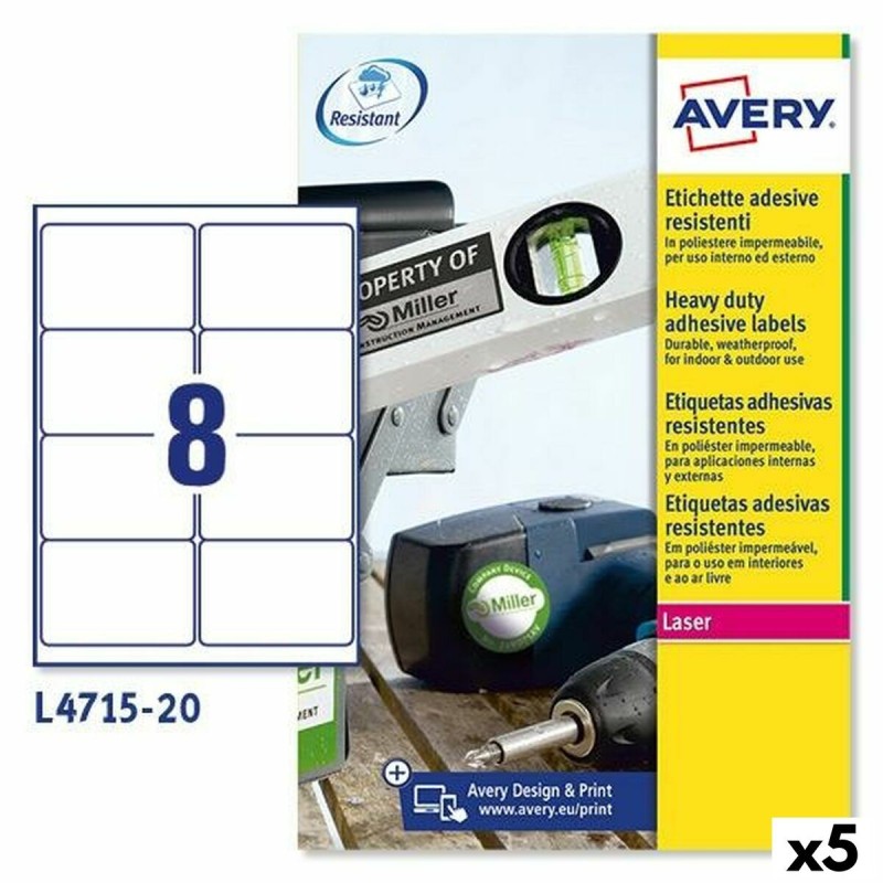 Etiquettes pour Imprimante Avery L4515 Blanc 20 Volets 99