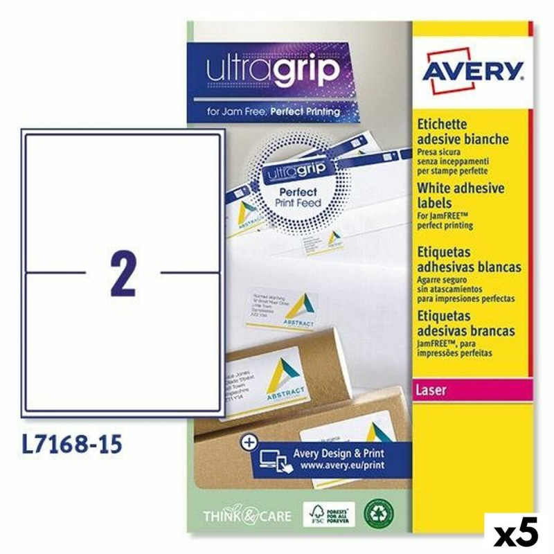 Etiquettes pour Imprimante Avery L7168 Blanc 15 Volets 199