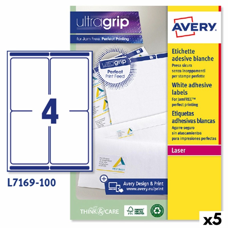 Etiquettes pour Imprimante Avery L7169 Blanc 100 Volets 99