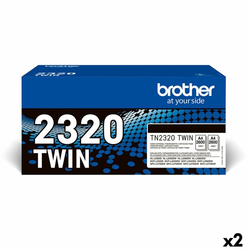 Toner original Brother L2300D/L2340DW/L2360DN/L2365DW/L2500/L2700 Noir (2 Unités)