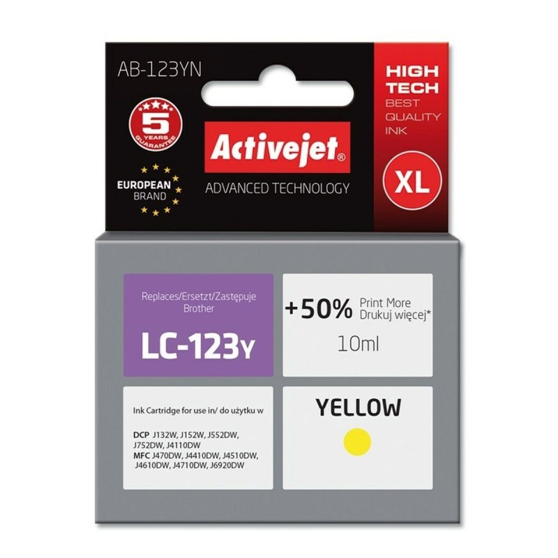 Cartouche d'encre originale Activejet AB-123YN Jaune