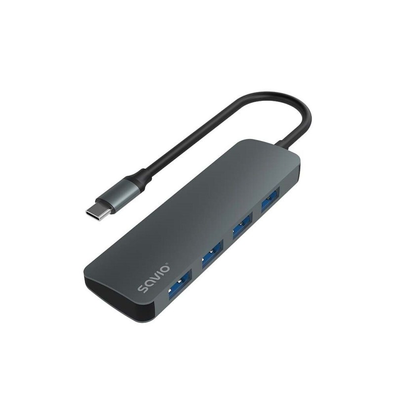 Hub USB-C 4 Ports Savio AK-54 Gris