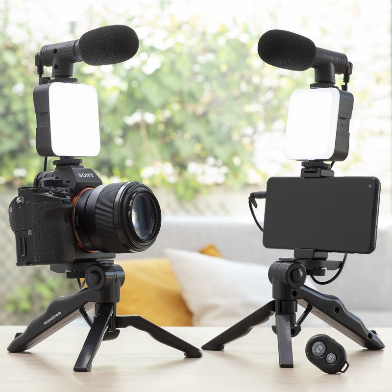 Kit Vlogging avec Lumière, Micro y Télécommande Plodni InnovaGoods 6 Pièces