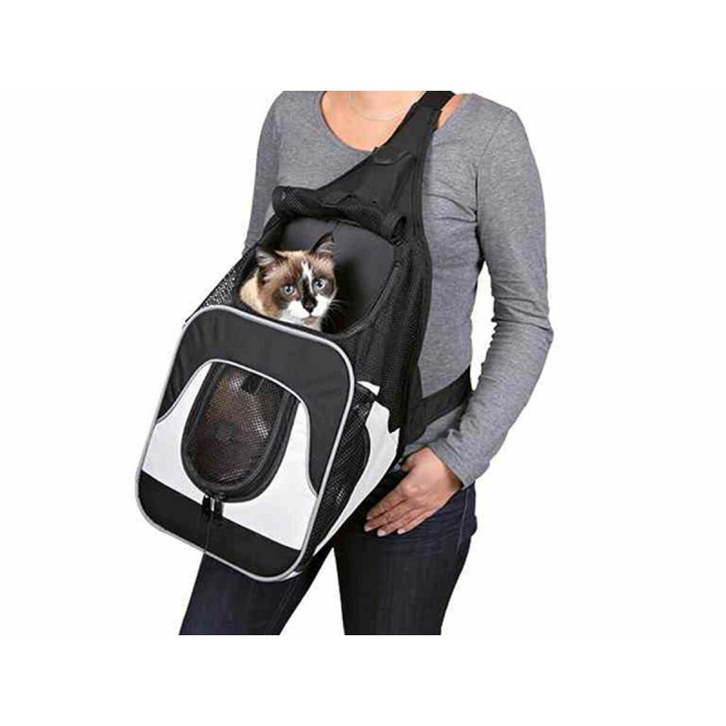 Sac à dos pour animaux de compagnie Trixie Savina Noir Gris Polyester 30 × 33 × 26 CM