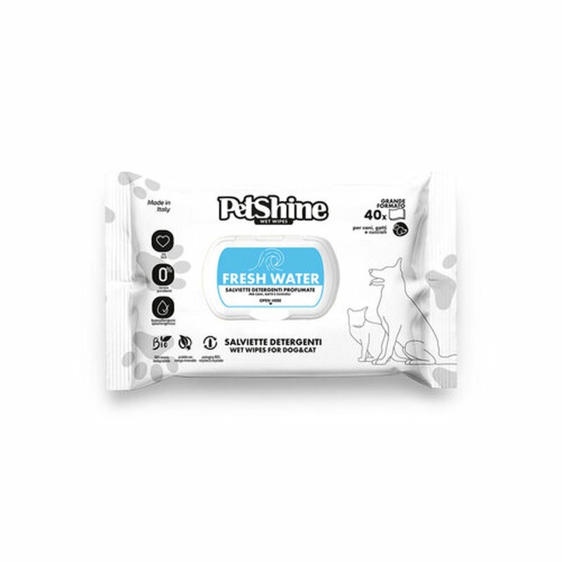 Lingettes humides pour animaux domestiques Porrini Fresh Water 40 Unités