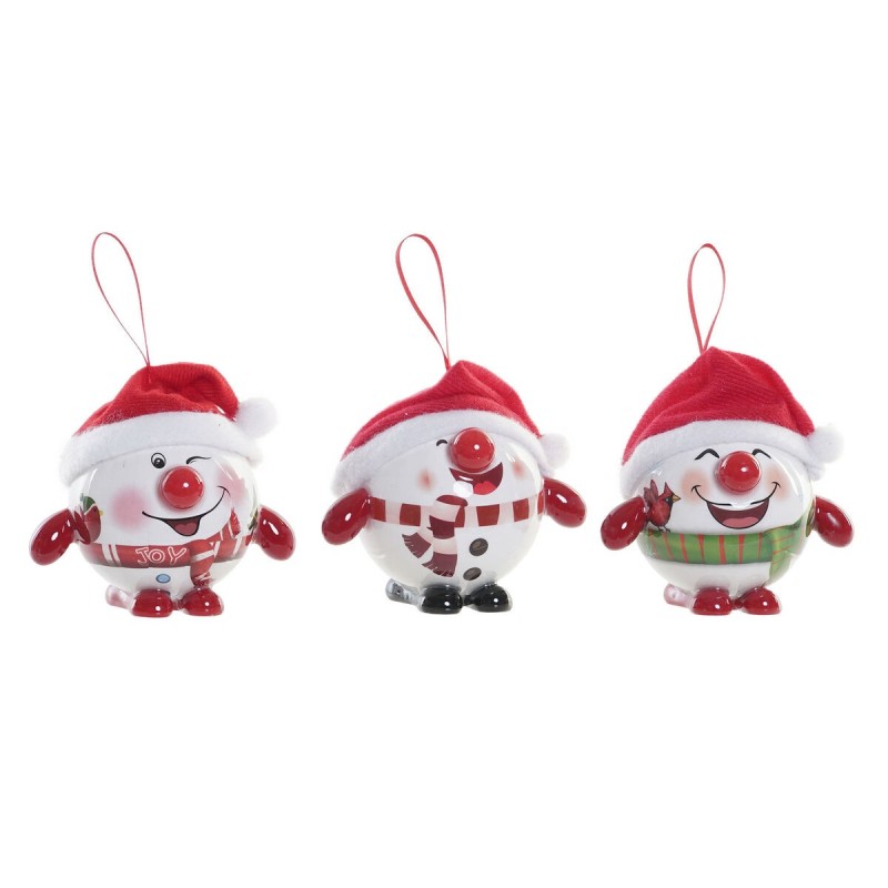 Boule de Noël DKD Home Decor Rouge Blanc PVC Bonhomme de Neige (3 Unités)