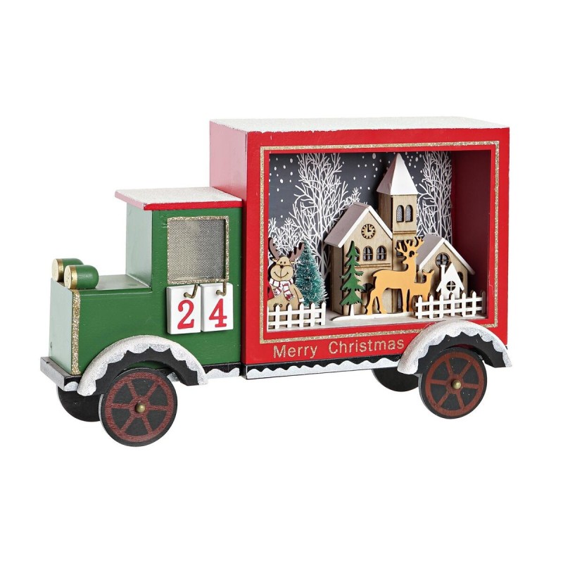 Calendrier de l’Avent DKD Home Decor Camion Lumière LED Bois MDF (31 x 9 x 20 cm)