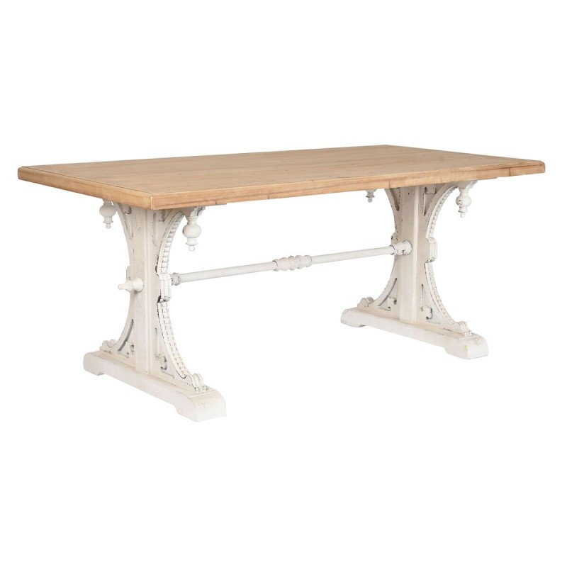 Table de Salle à Manger Home ESPRIT Blanc Naturel Sapin Bois MDF 180 x 90 x 76 cm