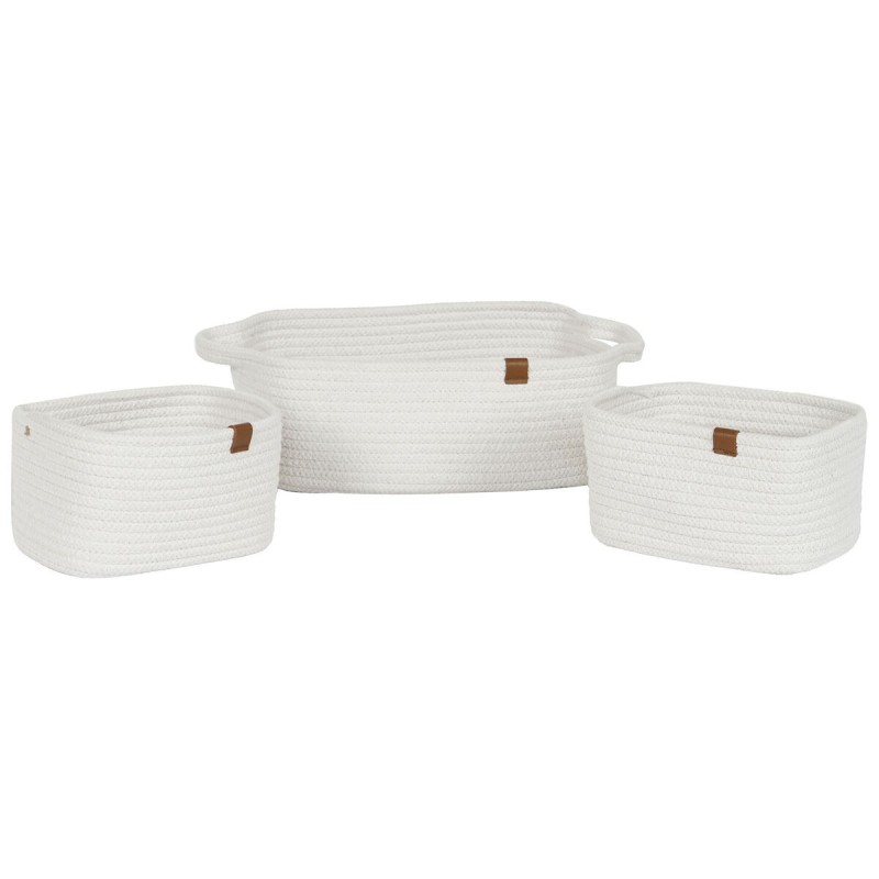 Set de basket Home ESPRIT Blanc Moderne 34 x 25 x 14 cm (3 Pièces)