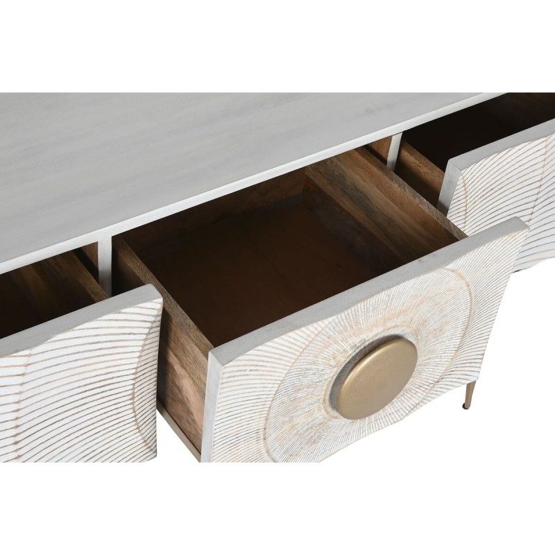 Console Home ESPRIT Blanc Doré Métal Bois de manguier 120 x 38 x 76 cm