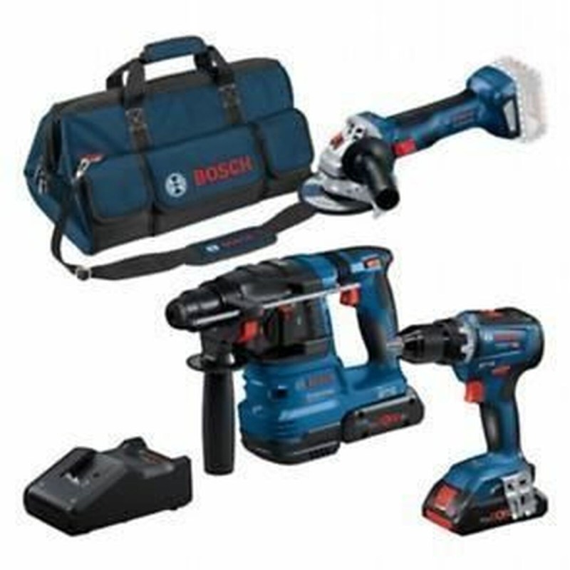 Set de forage et accessoires BOSCH GSR 18V-55 + GWS 18V-7 + GBH 18V-22