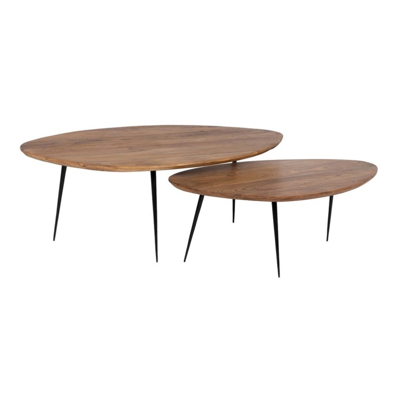 Jeu de 2 tables Noir Naturel 110 x 63 x 40 cm (2 Unités)