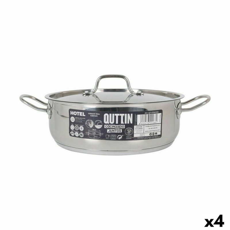 Casserole avec Couvercle Quttin Hotel Acier Ø 26 x 9 cm (4 Unités)