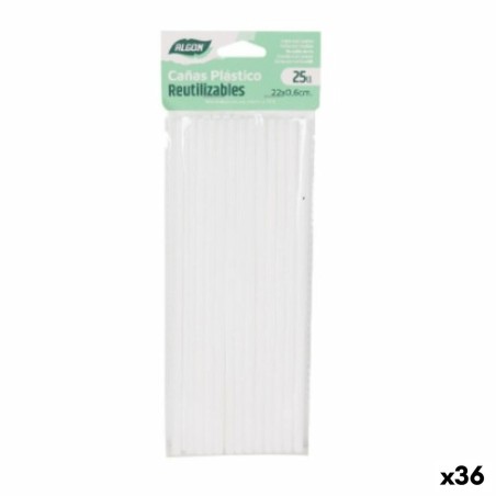 Pailles réutilisables Algon Blanc Plastique 36 Unités 22 cm 6 mm