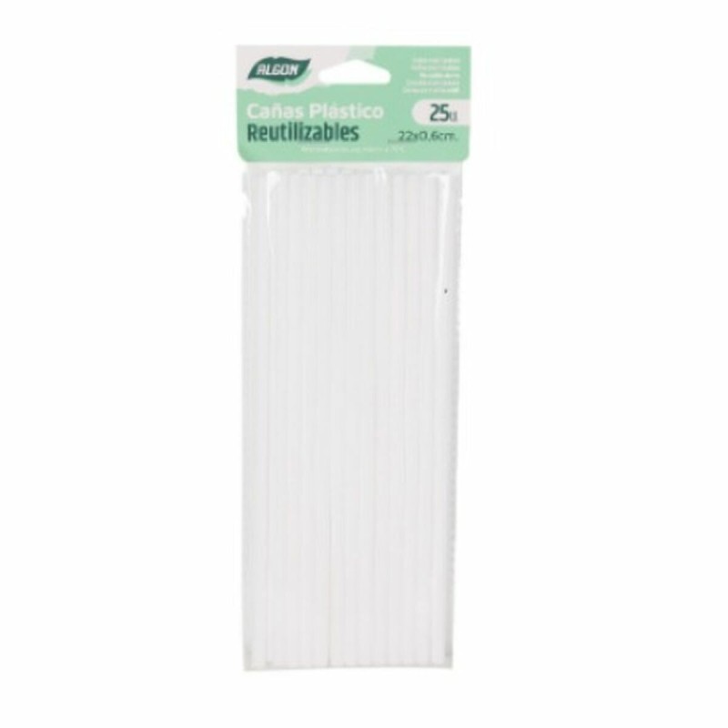 Pailles réutilisables Algon Blanc Plastique 36 Unités 22 cm 6 mm