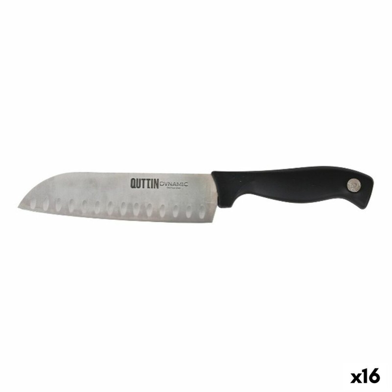 Couteau de cuisine Quttin Santoku Dynamic Noir Argenté 17 cm (16 Unités)