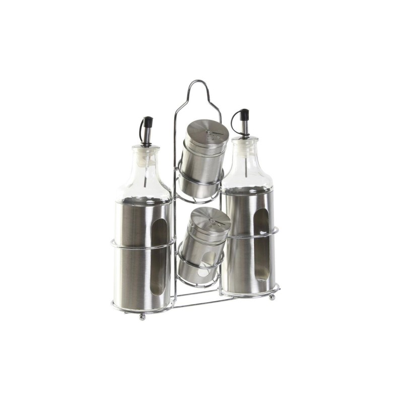 Set de pansement DKD Home Decor Verre Argenté Acier inoxydable (22 x 5