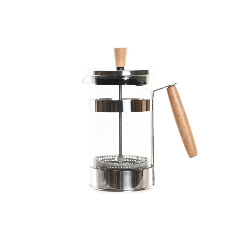 Cafetière à Piston DKD Home Decor Naturel Argenté Acier inoxydable Verre Borosilicaté (16 x 9 x 18