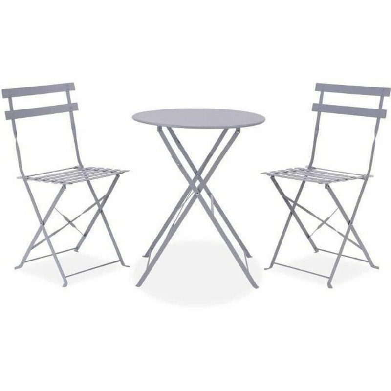 Ensemble Table + 2 Chaises Gris