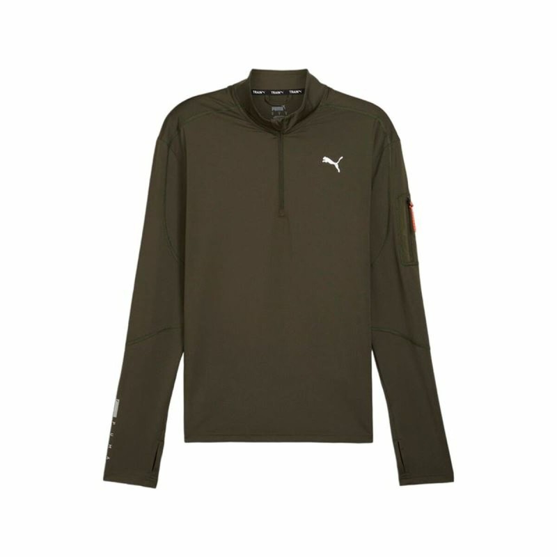 Sweat sans capuche homme Puma Flex 1/4 Zip Vert foncé