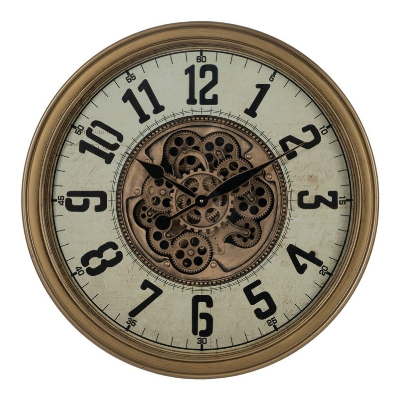 Horloge Murale Crème Doré Verre Fer 66 x 9