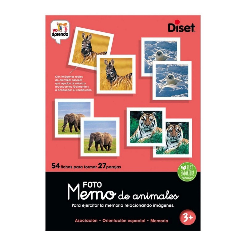 Jouet Educatif Diset Memo Photo Animales 54 Pièces