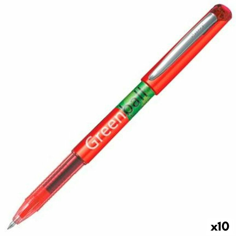 stylo à encre liquide Pilot Green-Ball Rouge (10 Unités)