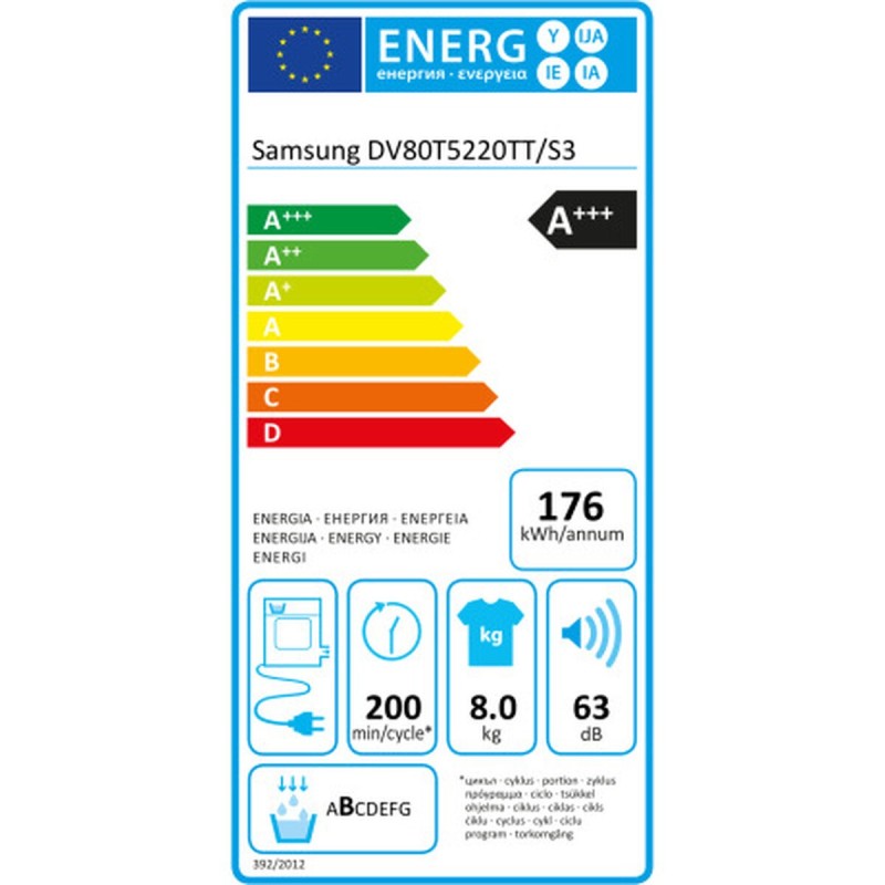 Sécheuse Samsung DV80T5220TTS3 8 kg