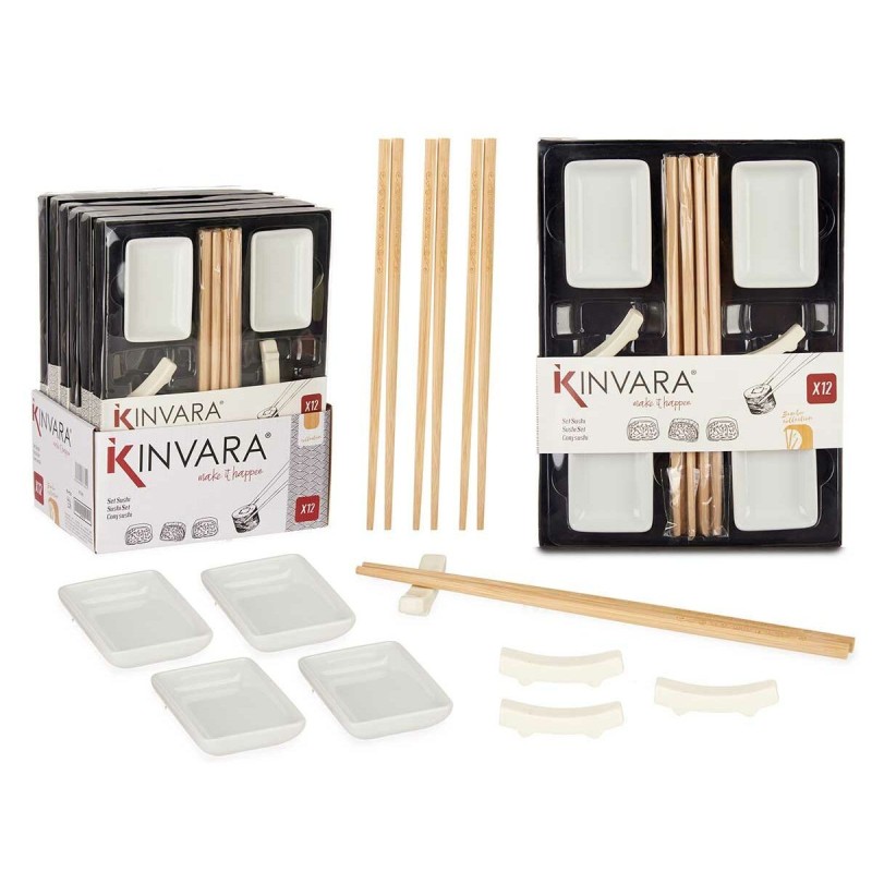 Set de sushi Kinvara 1249SJ4111 Blanc Bambou Porcelaine (12 Pièces) (6 Unités)