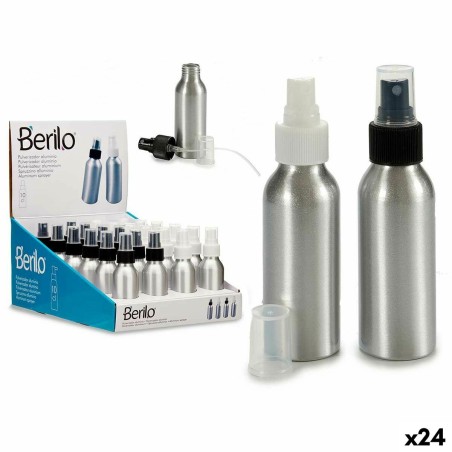 Bouteille Pulvérisatrice Berilo CH9979-2 Blanc Noir Transparent Argenté Aluminium polypropylène 100 ml (24 Unités)