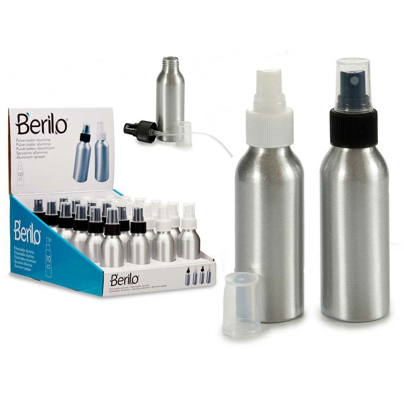 Bouteille Pulvérisatrice Berilo CH9979-2 Blanc Noir Transparent Argenté Aluminium polypropylène 100 ml (24 Unités)